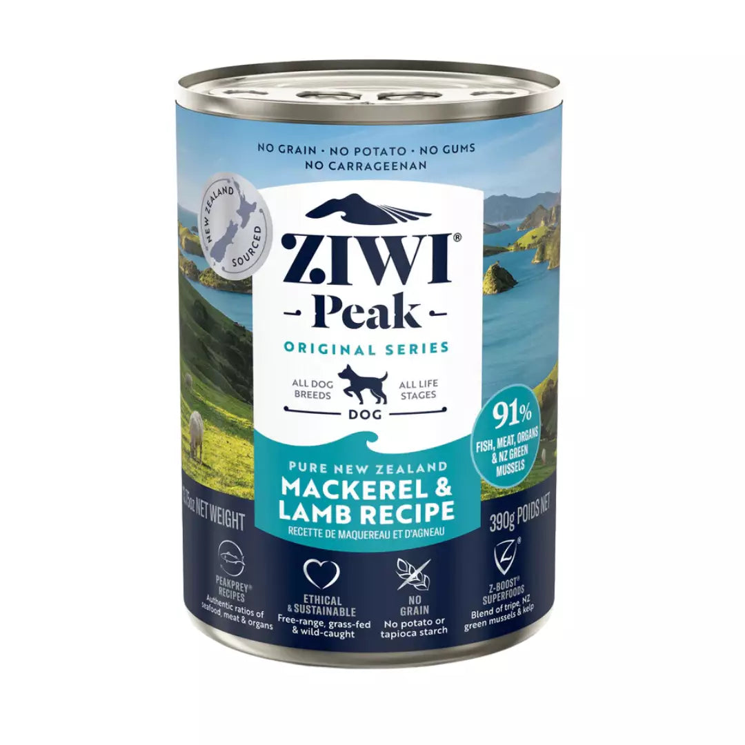ZiwiPeak lammas ja makrilli koiran märkäruokatölkki.
